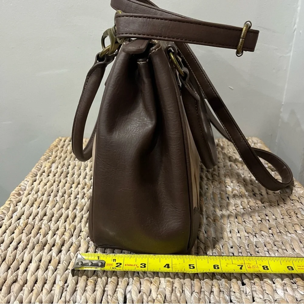 NEW Stone & Co. Megan Satchel Tan/Brown Leather Crossbody Purse 2 Toned 12x4.5x9